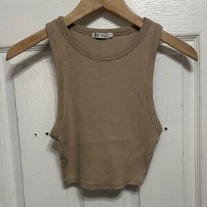 Zara Beige Sleeveless Tank Top
